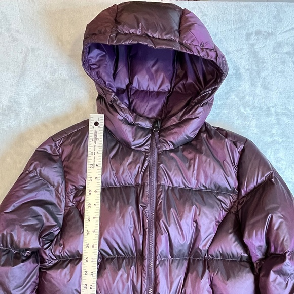Eddie Bauer Luna Peak Down Puffer Parka Jacket Coat w/ Hood Eggplant Plum sz M - Picture 9 of 16